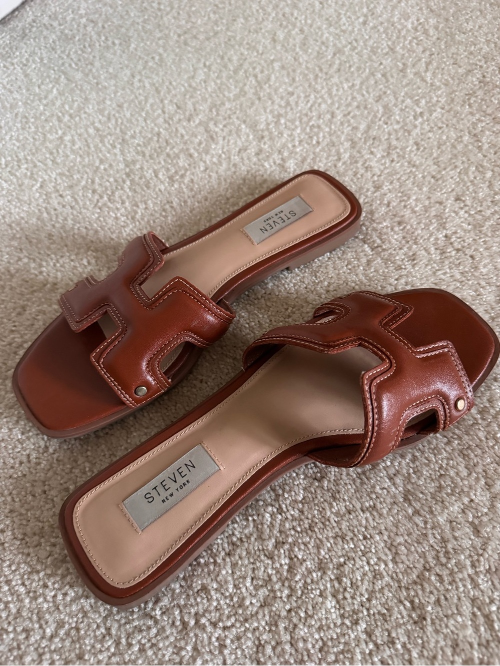H-Style Cutout Cognac Slide Sandals - Picture 6 of 9